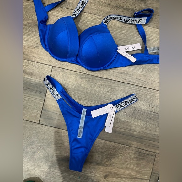 Blue Victoria Secret Push UP top, thong bottom - Picture 2 of 6